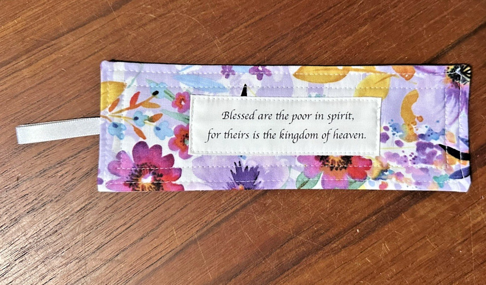 Handmade Quilted Bookmark Beatitude Purple Floral